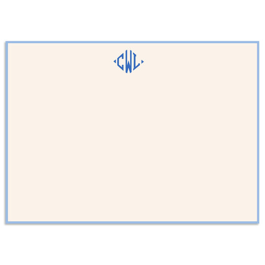 Soft Blue Hand-Bordered Flat Note Cards